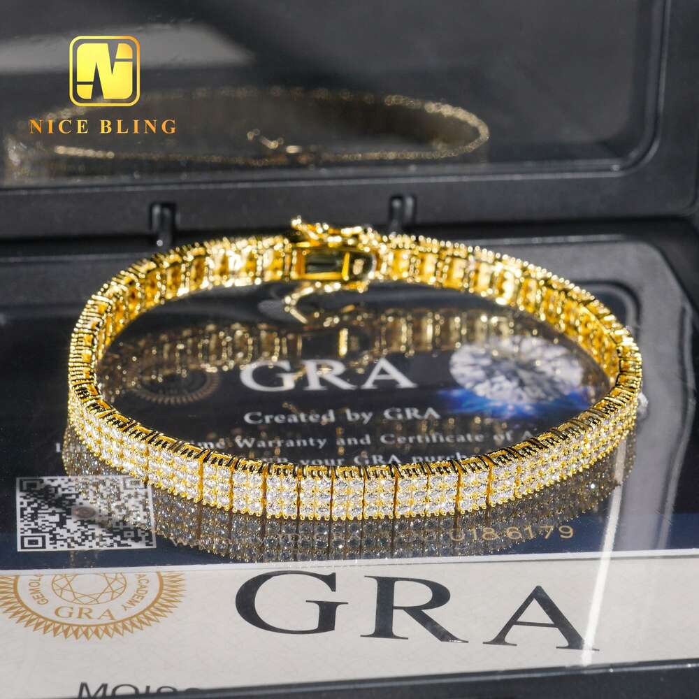 New Arrival 3 Rows Tennis Bracelets Sterg Sier Jewelry Fashion Iced Out Moissanite Bracelet for Men and Women