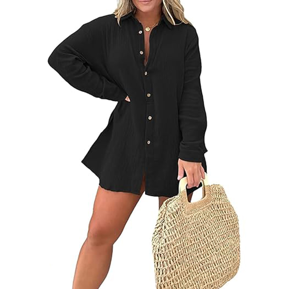 Women Jumpsuits Short Barcelona Breeze Romper Dress Set Linen Beach Cover up Slit Shirts Short Set