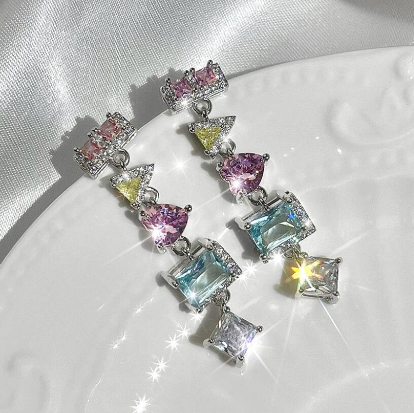 Sparkg Dangle Earrings: Sterg Sier Irregular Cubic Zircon Party Jewelry