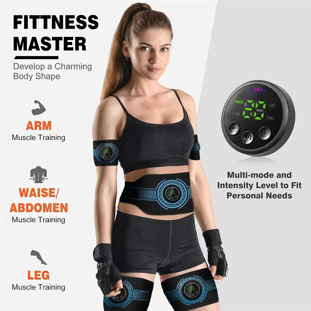 ABS Muscle Stimulator Toner Abdominal Trainer Belt Body Ab Slimming Machine Abdomen Arm Leg Fat Burn Fitness Workout Equipment 240220