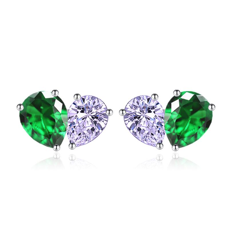 Sterg Sier Water Drop Earrings for Women: 5A Cubic Zirconia CZ Dia Gemstones Stud Jewelry Gift
