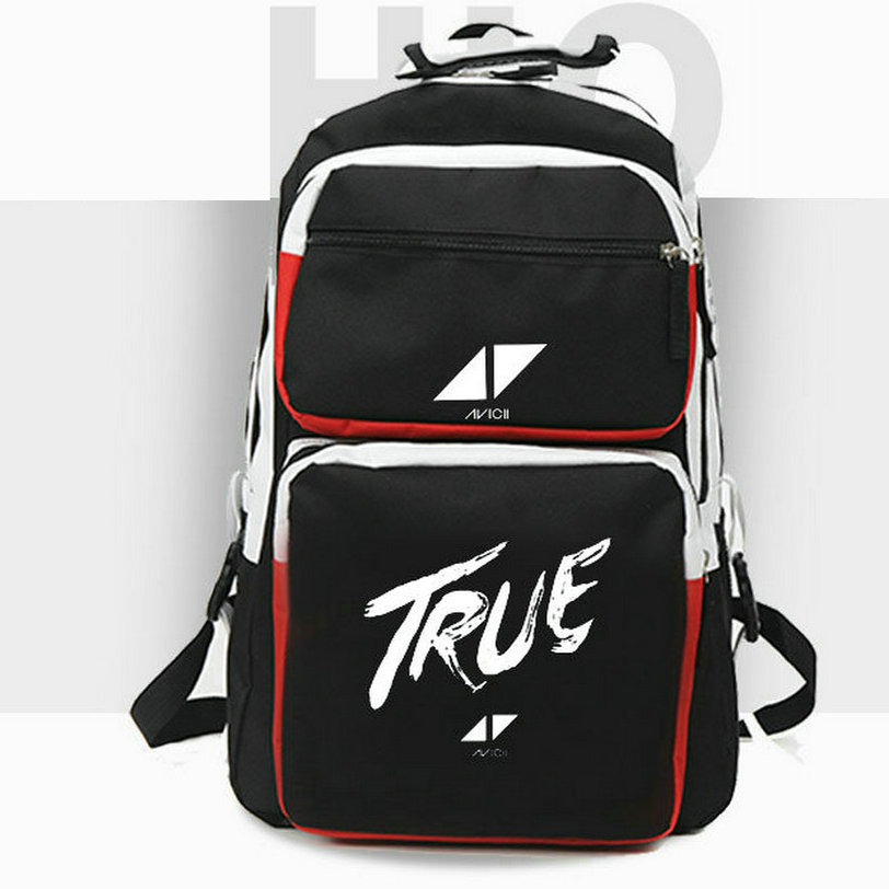 Avicii backpack Tim Bergling daypack True DJ Star school bag Music Print rucksack Casual schoolbag White Black Color day pack