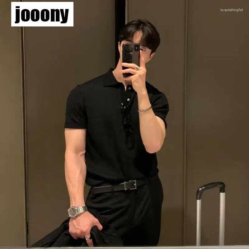 Breathable Mens Solid Color Knitted Polo Shirt Comfortable Short Sleeve T-Shirt For Casual Retro Style Fashion