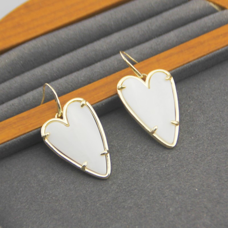 Pendant Earrings Set Necklaces Necklace White Shell Heart Real 18K Gold Plated Dangles Glitter Jewelries Letter Gift With free dust bag