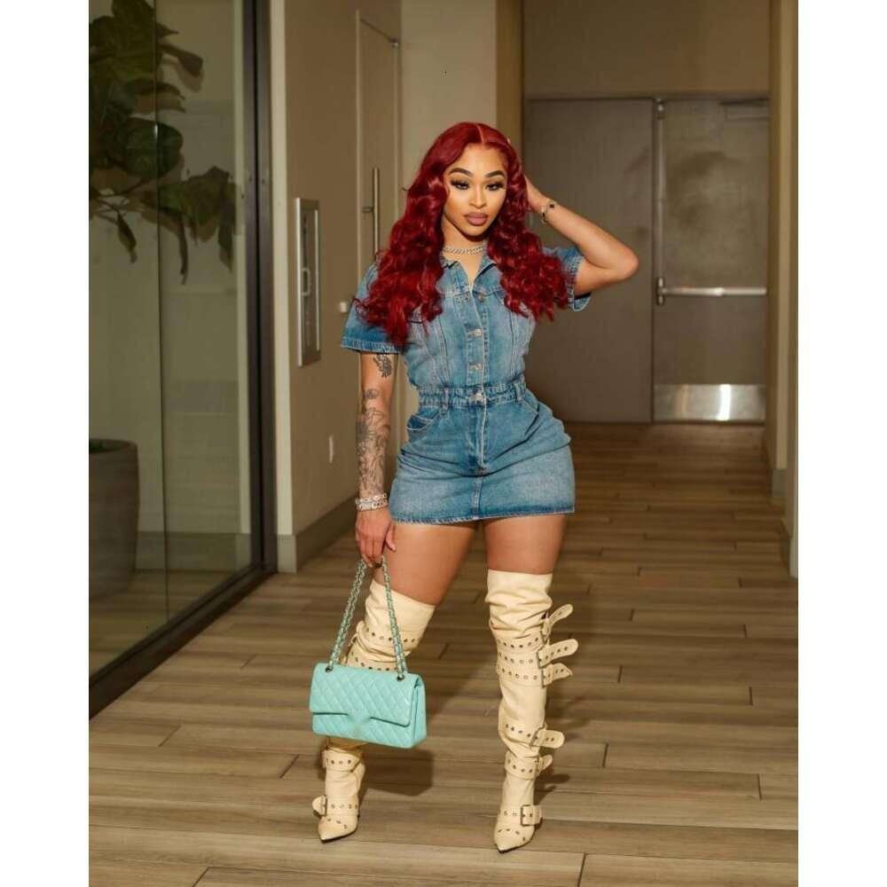Denim Dress Vestidos Short Sleeve Single Breasted Turn-down Collar Jeans Bodycon Mini Skirt 2024 Spring Fashion Pencil Chic Midi Dresses