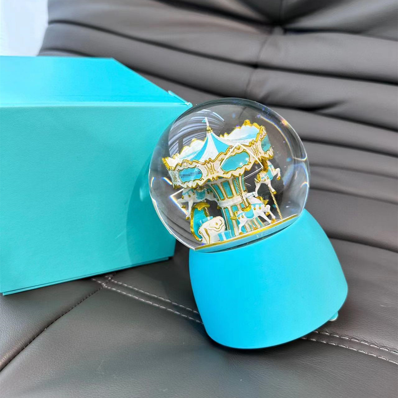 Music Carousel Dreamy Crystal Ball Classic Letter Light Blue Christmas New Year Children's Valentine's Day Gift Box BC1