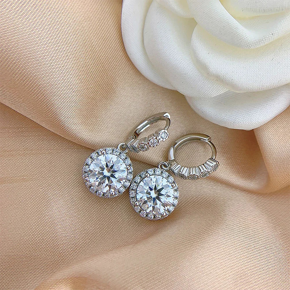 Original 100% 925 Sterling Silver Drop Earrings with Gra Certified 3carat Diamond Hoop Earrings for Women Jewelry 240301
