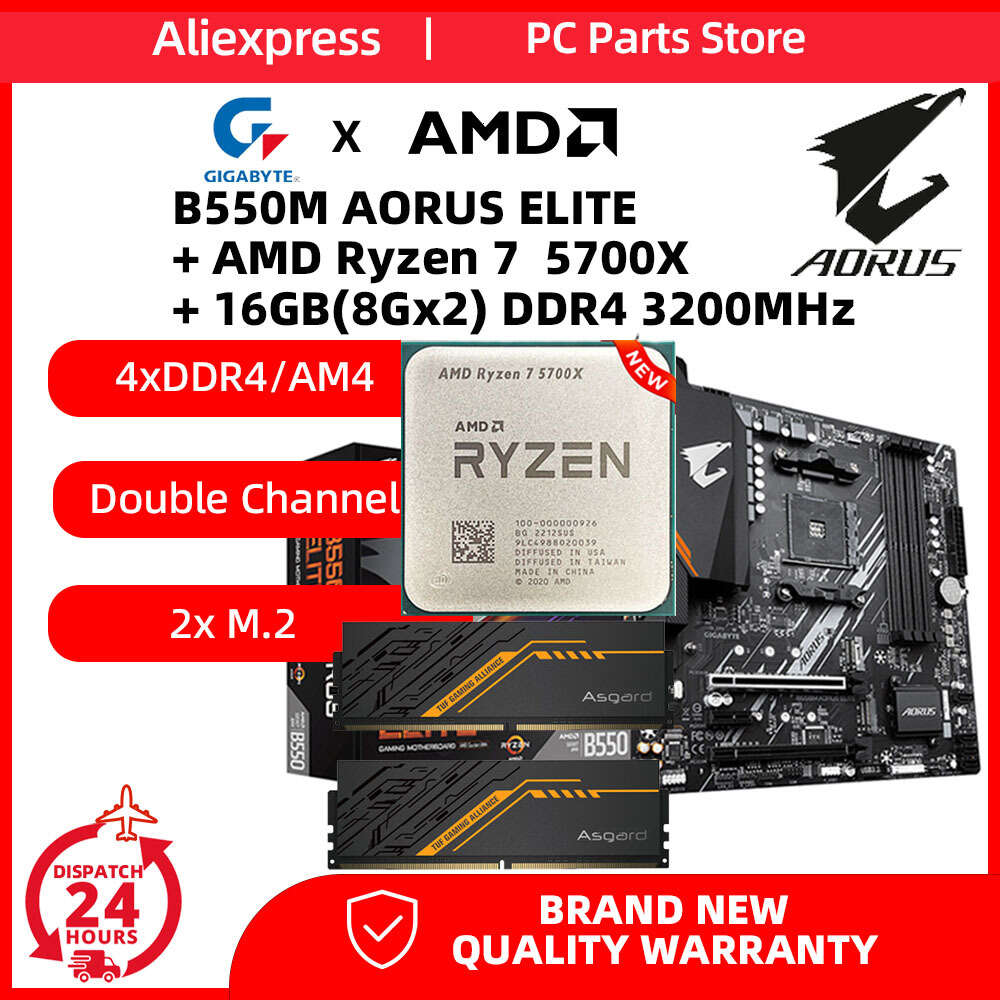 GIGABYTE B550M AORUS ELITE +AMD Ryzen 7 5700X + 8G*2 DDR4 3200MHz RAM kit placa me e processador memoria Motherboard CPU kit