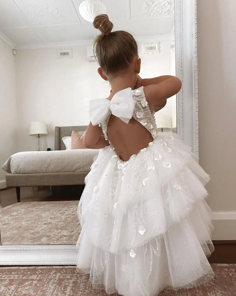 Lovely Tutu Skirt Wer Girl Dresses Princess A E Jewel Neck Keyhole Backless With Bow Hand Made Wers Girls Pageant Birthday Cumminon Gowns Bc18334 0219