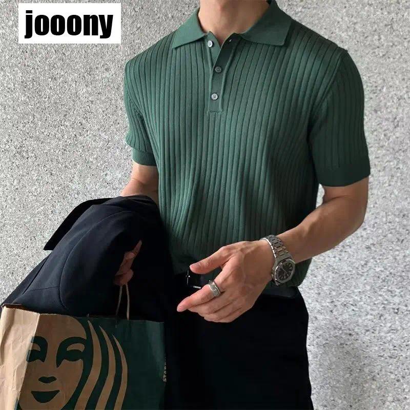 Breathable Mens Solid Color Knitted Polo Shirt Comfortable Short Sleeve T-Shirt For Casual Retro Style Fashion