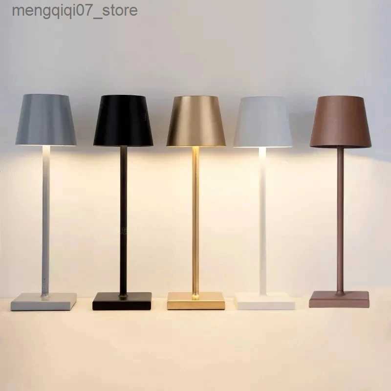 Lamps Shades Cordless Table Lamp Dimmable Bedside Lamp Restaurant Atmosphere Lighting for Indoor and Outdoor Metallic Black L240311