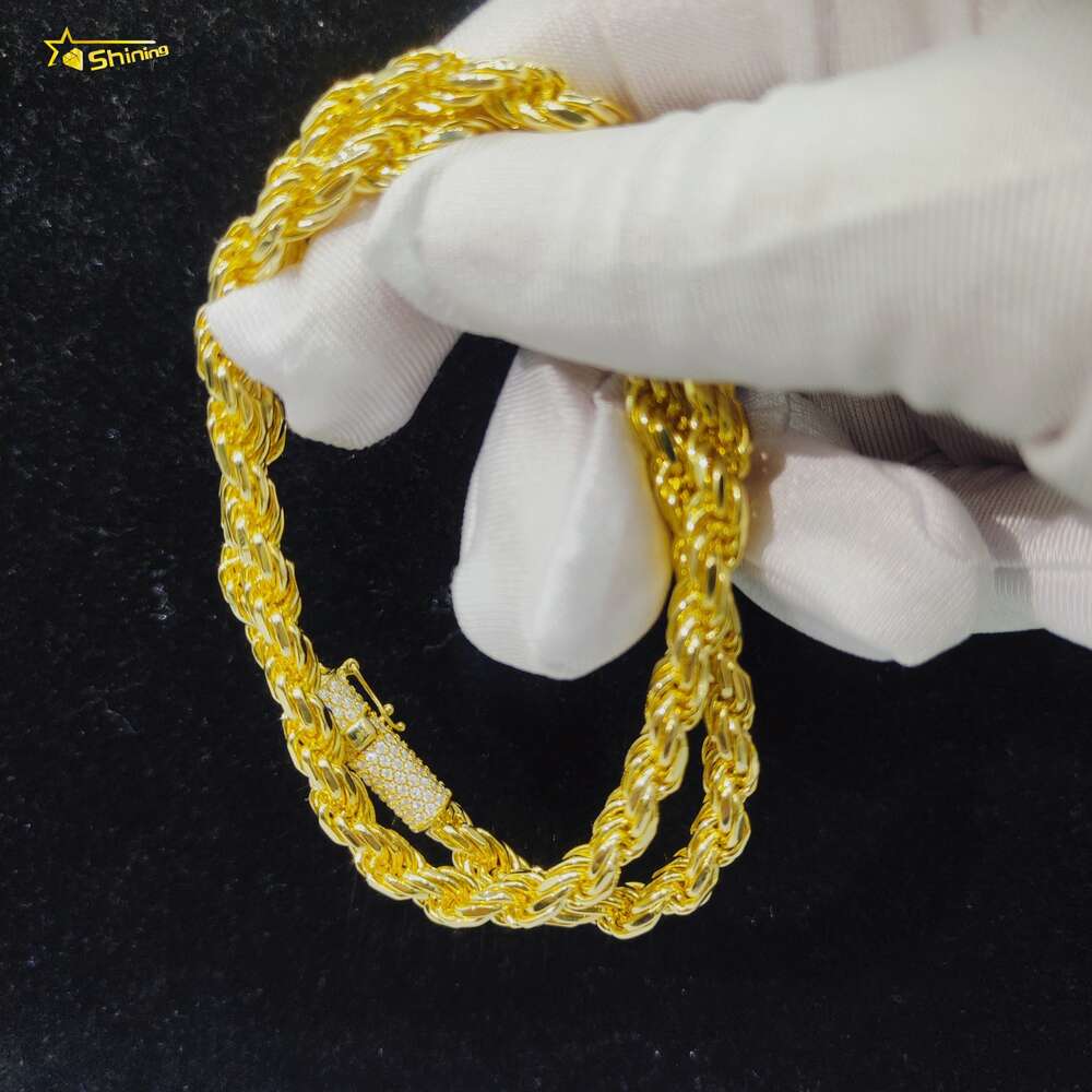 Hip Hop Jewelry Iced Out Fashion Cuban Link Necklace 6mm Solid Silver Moissanite Rope Chain for Men Women