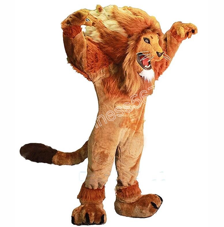 2024 New Adult Long Fur Lion Mascot Costumes high quality Cartoon Character Outfit Suit Carnival Adults Size Halloween Christmas Party Carnival Party