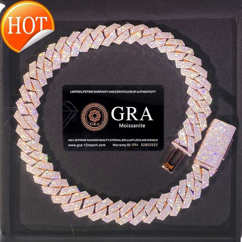 Necklace moissanite chain cuban link chain bracelet designer jewelry 3 Rows VVS Moissanite Diamond Chain White Rose Gold Plated