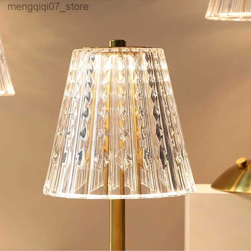 Lamps Shades Nordic Crystal Rechargeable Table Lamp LED Bar Lamp Touch Dimmable Golden Desk Lamp Living Room Bedroom Hotel Lamp Bedside Lamp L240311