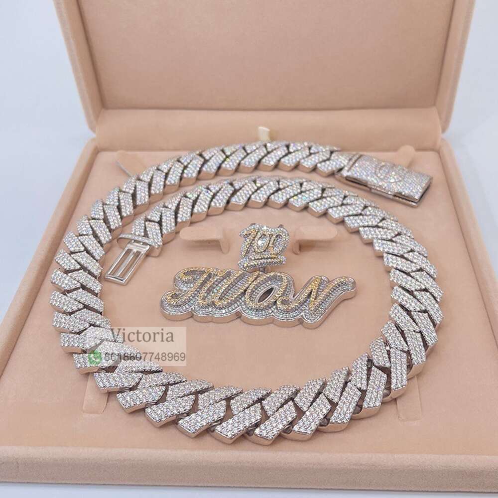 Stylish Custom Name Necklace Iced Out Vvs Moissanite Miami Cuban Chain Hip Hop Necklace