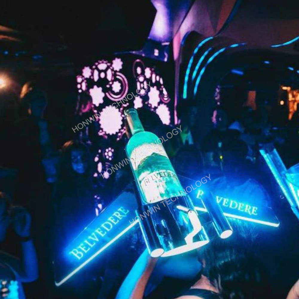 LED Vodka Bottle Presenter VIP Service Tray Glowing Neon Letter B Sign Glorifier for Nightclub Bar Party