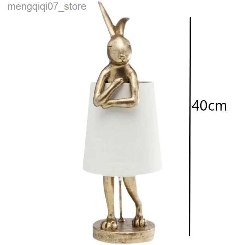 Lamps Shades Nordic Creative Resin Rabbit Table Lamps Art Decor Bathroom Rabbit Table Lights Fixtures Living Room Bedroom Bedside Decor Lamps L240311