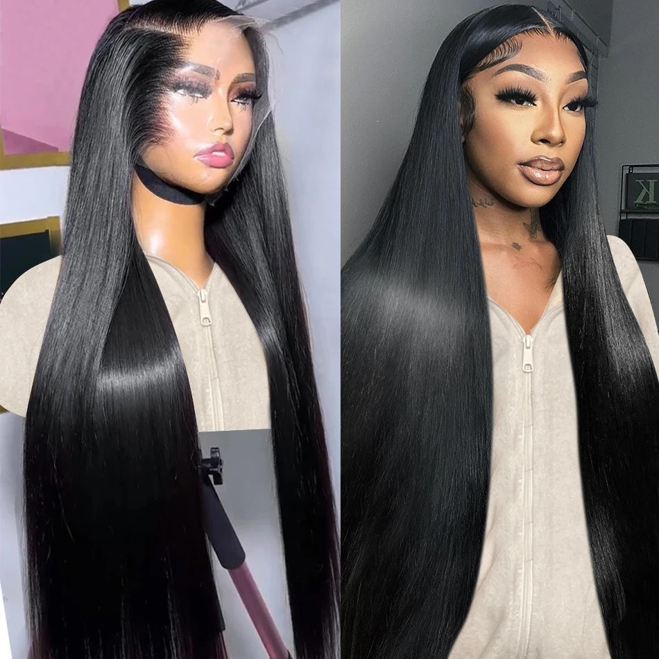 13x6 Hd Lace Front Wigs 30 40Inch Bone Straight Human Hair Brazilian 5x5 Closure Glueless Wig for Women