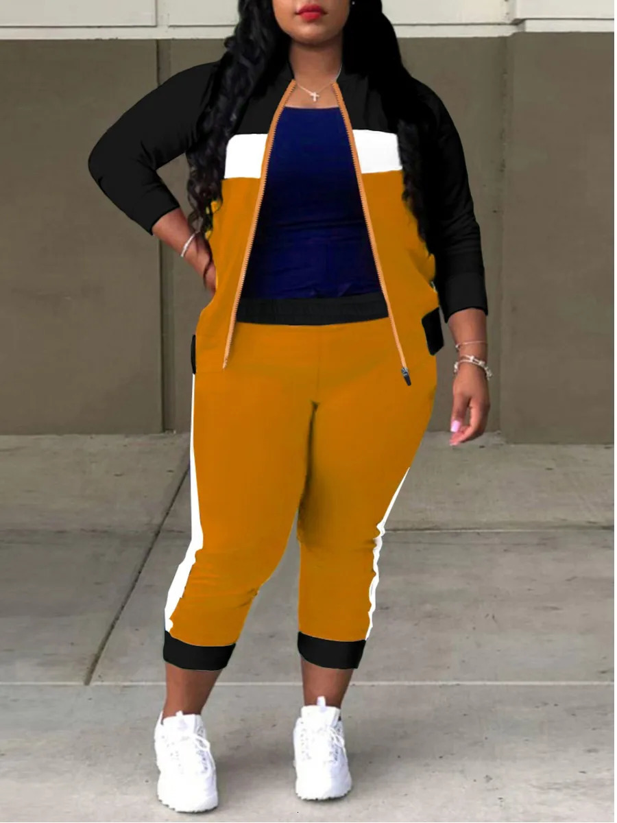 LW Plus Size Two pieces sets Spring casual womens matching Fashion 2 Pieces Outfits Color Lump Pants Set women sport 240307