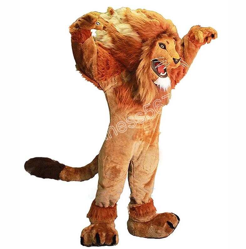 2024 New Adult Long Fur Lion Mascot Costumes high quality Cartoon Character Outfit Suit Carnival Adults Size Halloween Christmas Party Carnival Party