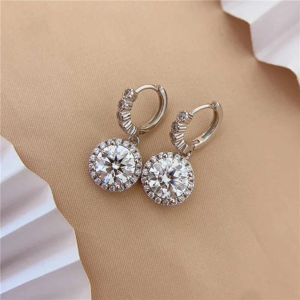 Original 100% 925 Sterling Silver Drop Earrings with Gra Certified 3carat Diamond Hoop Earrings for Women Jewelry 240301