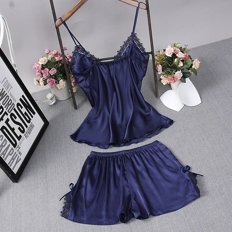 Sexy Summer Womens 2PC Robe Bath Gown Strap Top Pants Pajamas Sets Sleepwear Lady Home Wear Nightgown Suit Sleepshirts M-XXL 240311