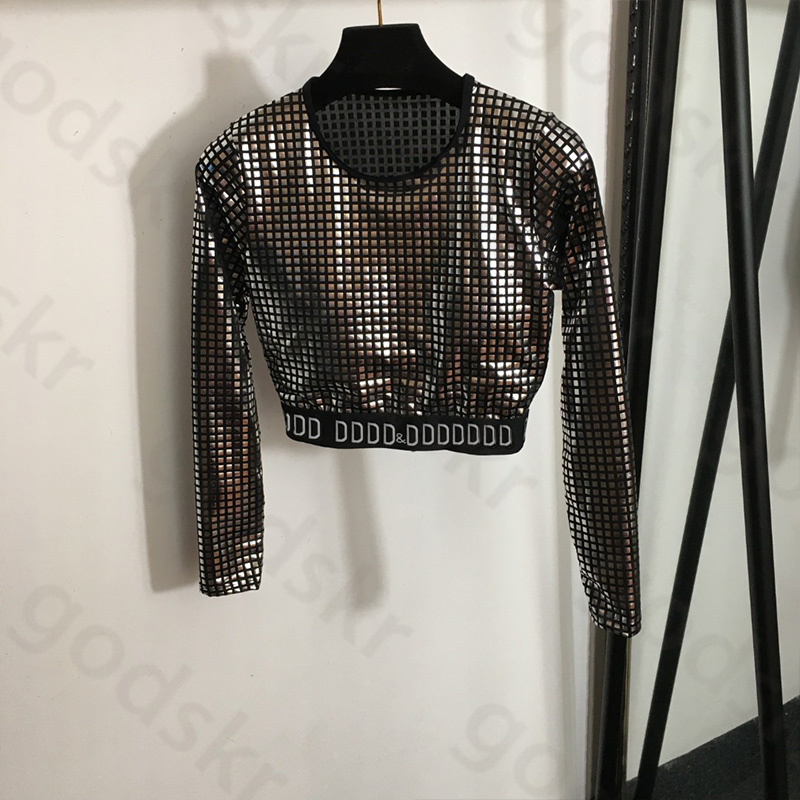 Gold Check Print Tracksuit Women Slim Long Sleeve Tights Fashion Stretch Leggings Sexy High Waisted Sweatpants