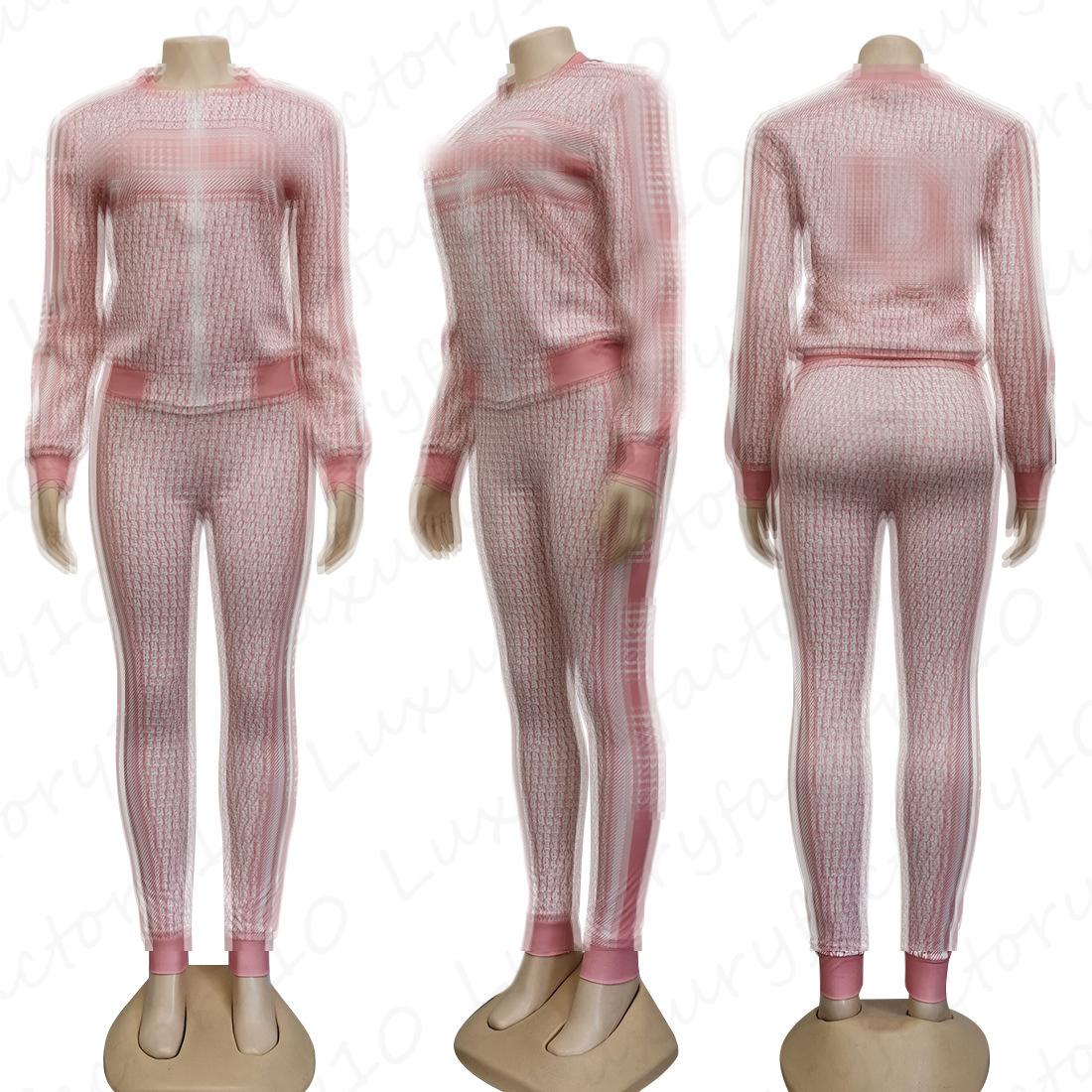 Women's Temperament Printing Full Sleeve Zipper Two-Piece Womens Suit With Letters Wholesale In Stock Size S-2XL