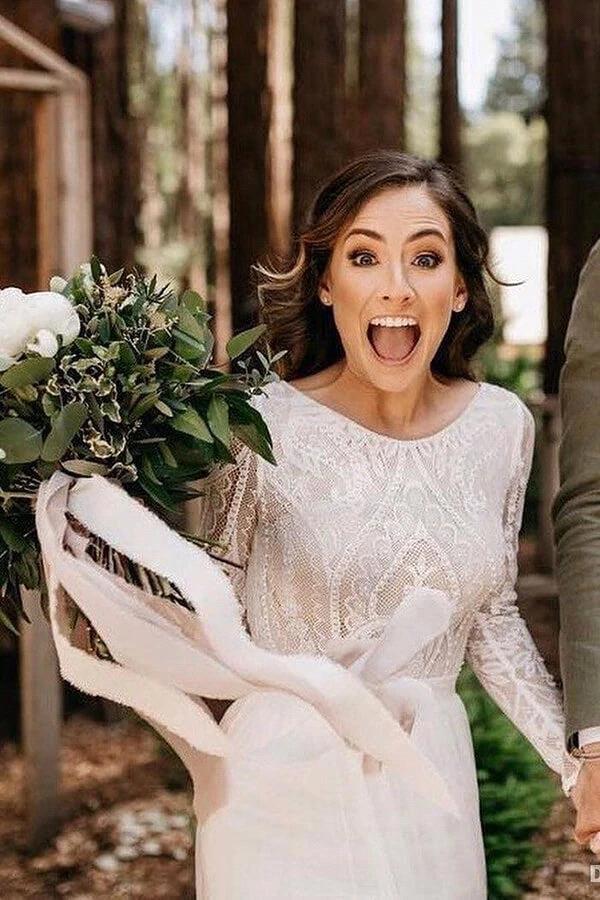 Western Country Forest Garden Wedding Dresses Sexy Backless A e Long Sleeve Lace Chiffon Bridal Gowns BC18358
