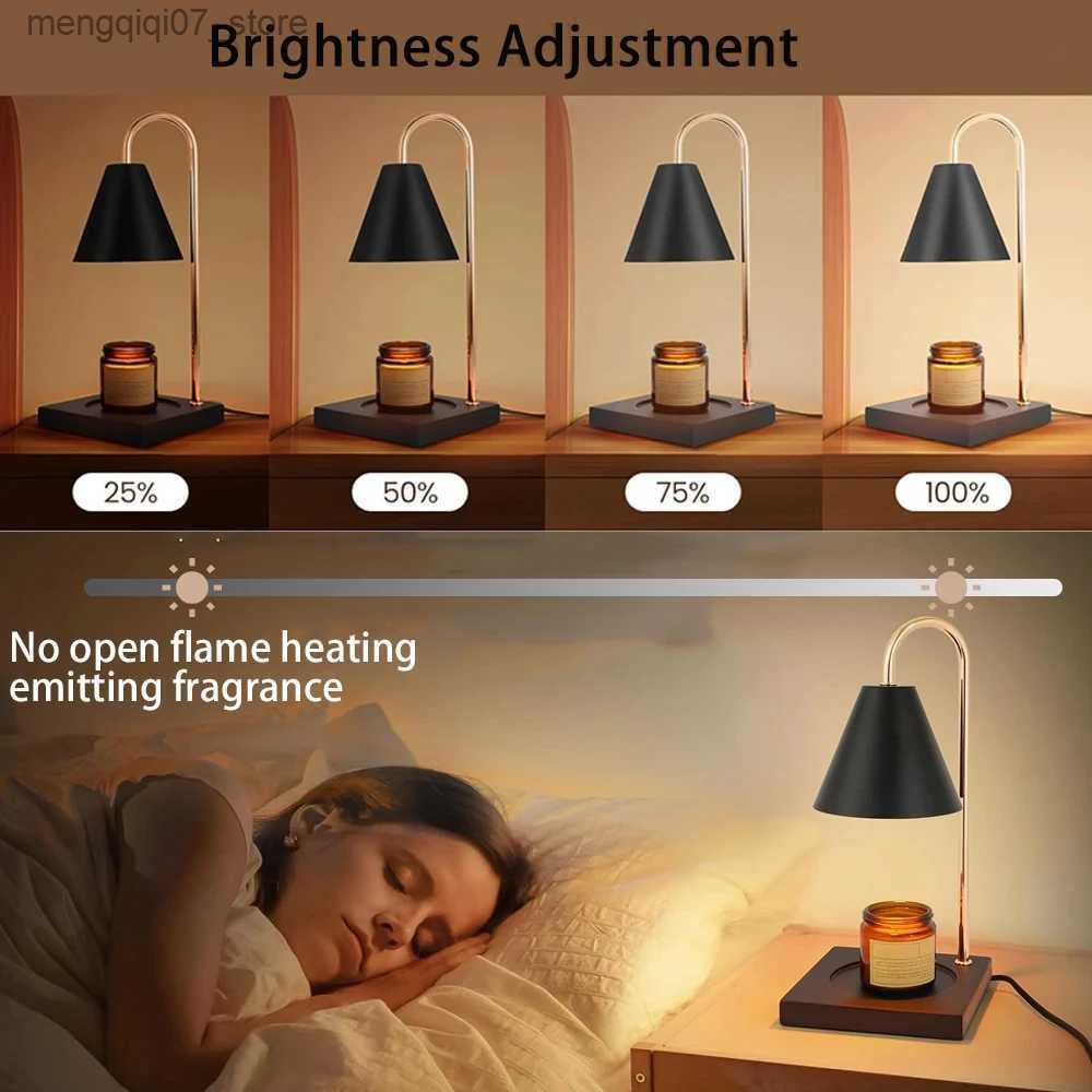 Lamps Shades Bedside Candle Warmer Lamp Melt Lamps Stepless Dimming Table Lamp Wooden Base Candle Warmer Lamp 50W for Bedroom Decor Lighting L240311