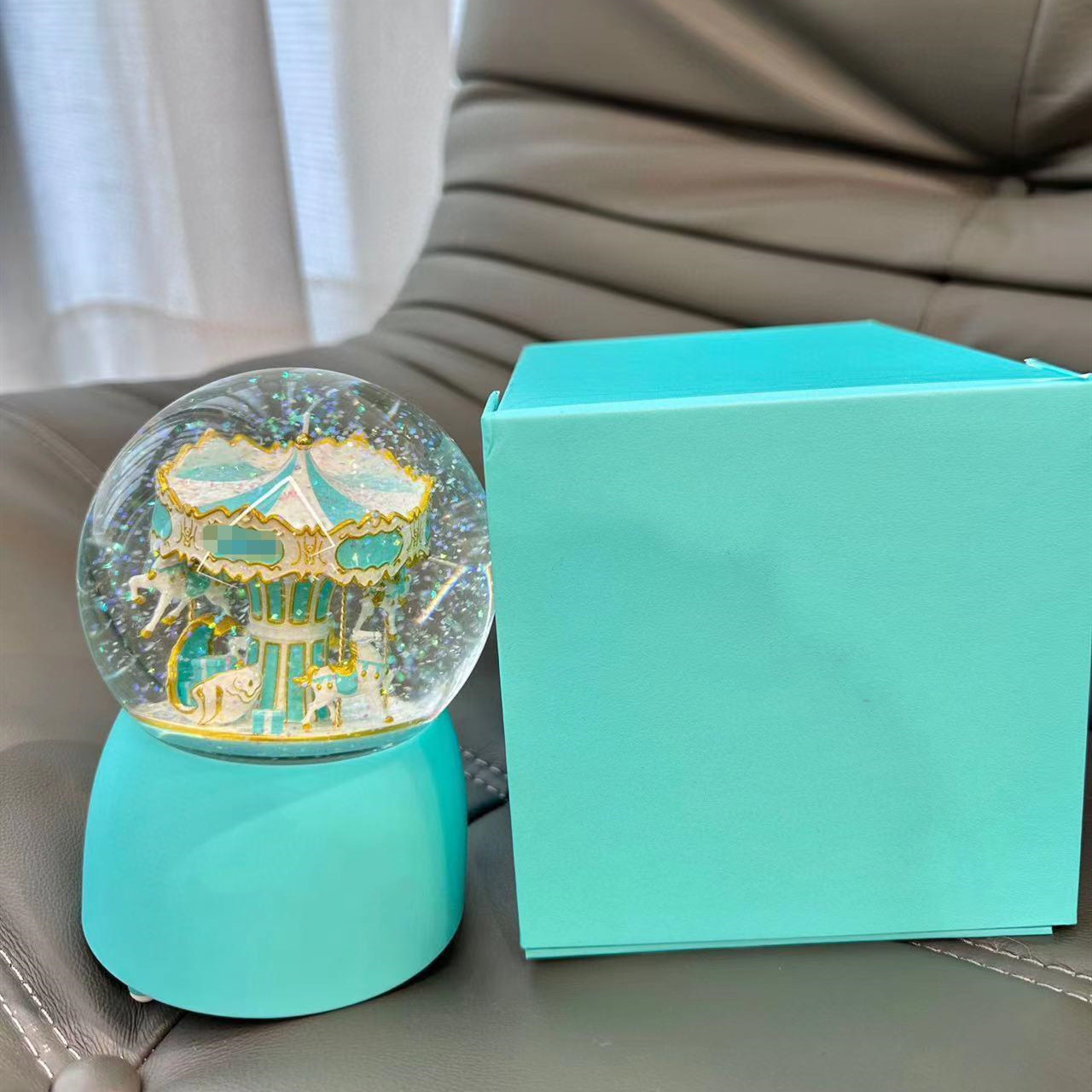Music Carousel Dreamy Crystal Ball Classic Letter Light Blue Christmas New Year Children's Valentine's Day Gift Box BC1