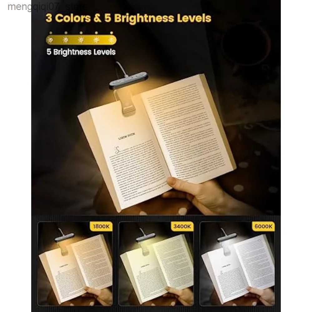 Lamps Shades Eye Caring Horizontal ET-Head Book Light Brightness Dimmable Book Lamp Usb Rechargeable Read Light Bedside Reading Night Light L240311