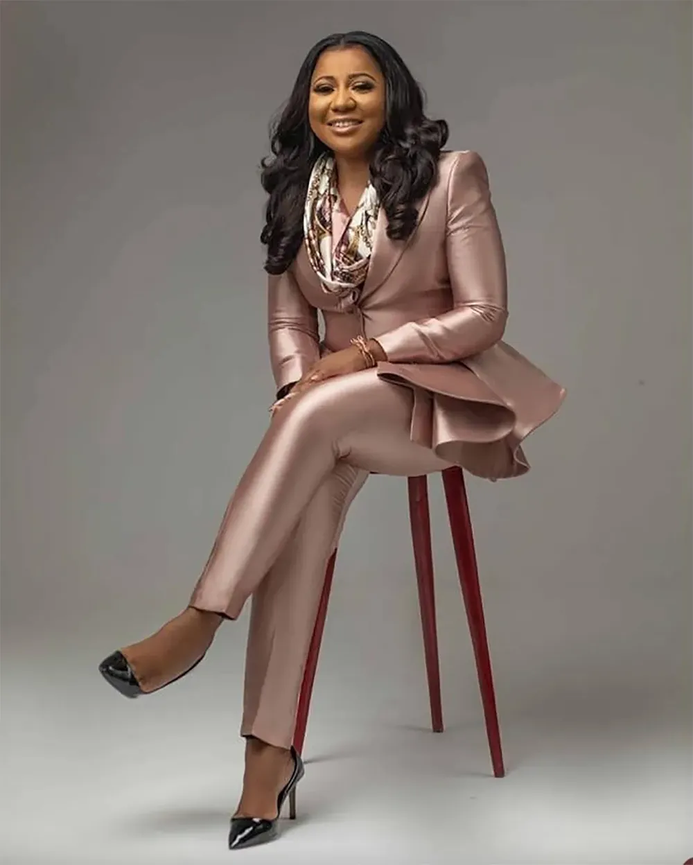 Plus Size Mother of the Bride Suits 2 Pieces Satin Slim Women Prom Formal Wear Tuxedos Blazer For Wedding