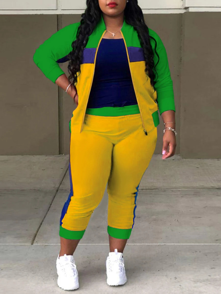LW Plus Size Two pieces sets Spring casual womens matching Fashion 2 Pieces Outfits Color Lump Pants Set women sport 240307