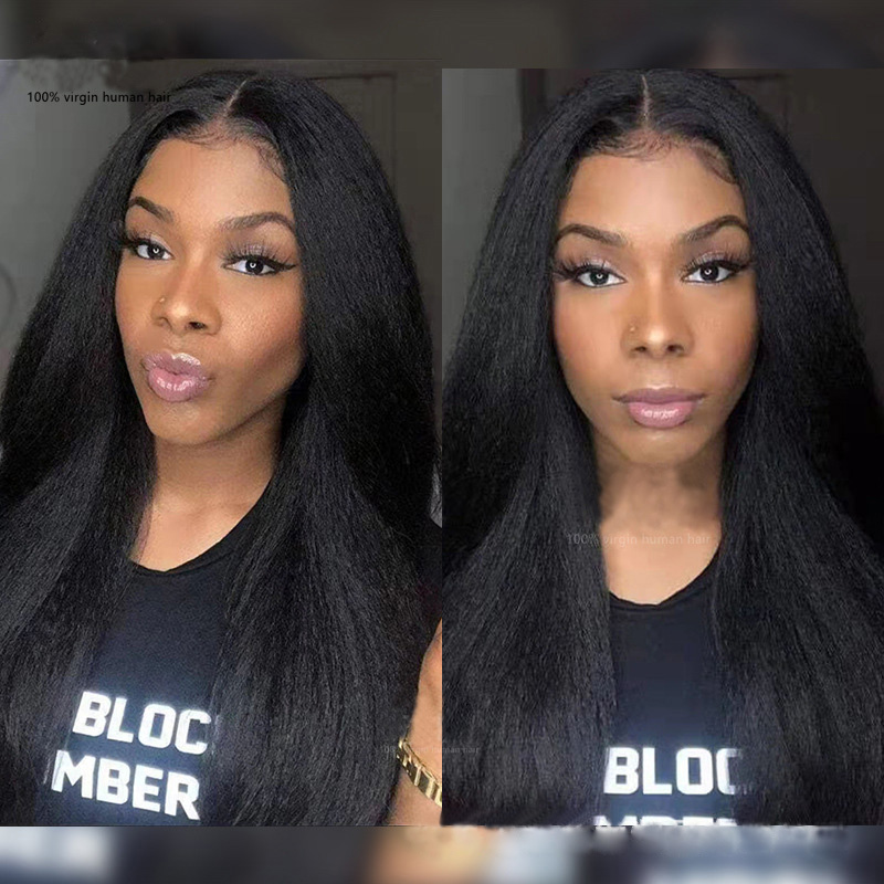 150% 180% 210% Density V Part Mechanism Lace Wig Kinky Straight Yirubeauty Natural Color 10-32inch Brazilian Peruvian 100% Human Hair