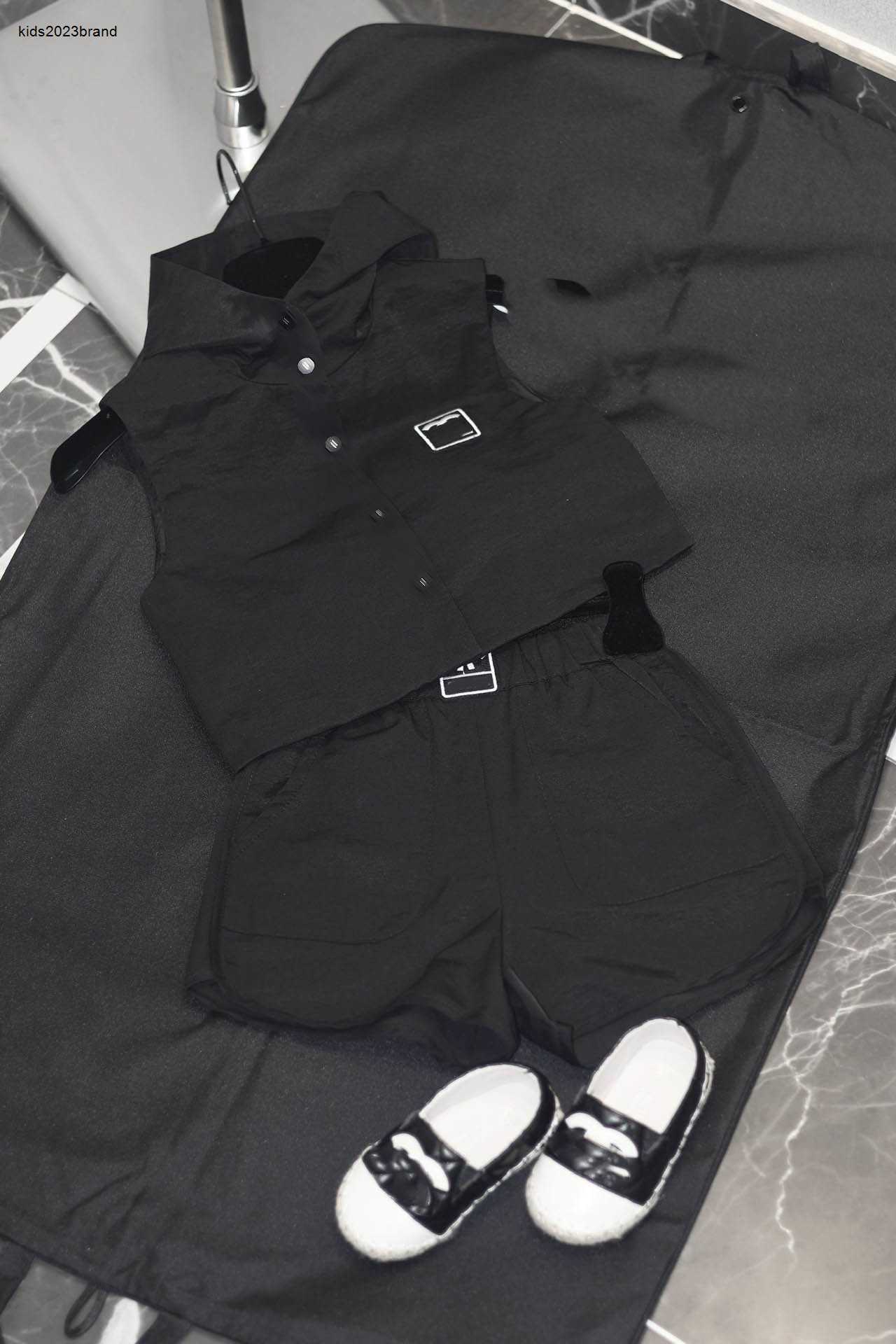 New kids tracksuits Summer baby two-piece set Size 100-160 CM Embroidered logo Sleeveless hooded vest and shorts 24Mar