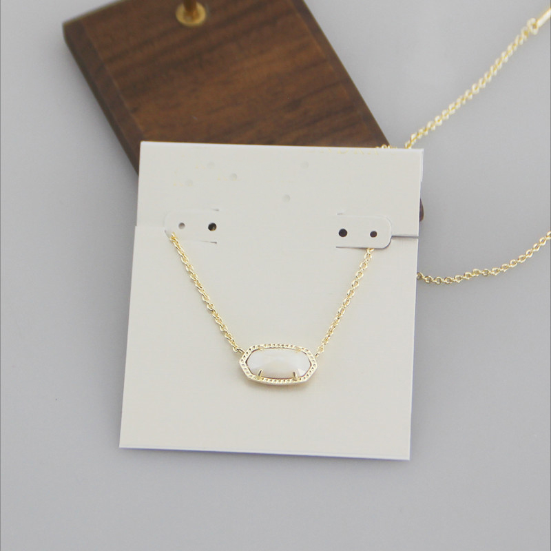 Pendant Necklaces Necklace White Resin Shell Real 18K Gold Plated Dangles Glitter Jewelries Letter Gift With free dust bag