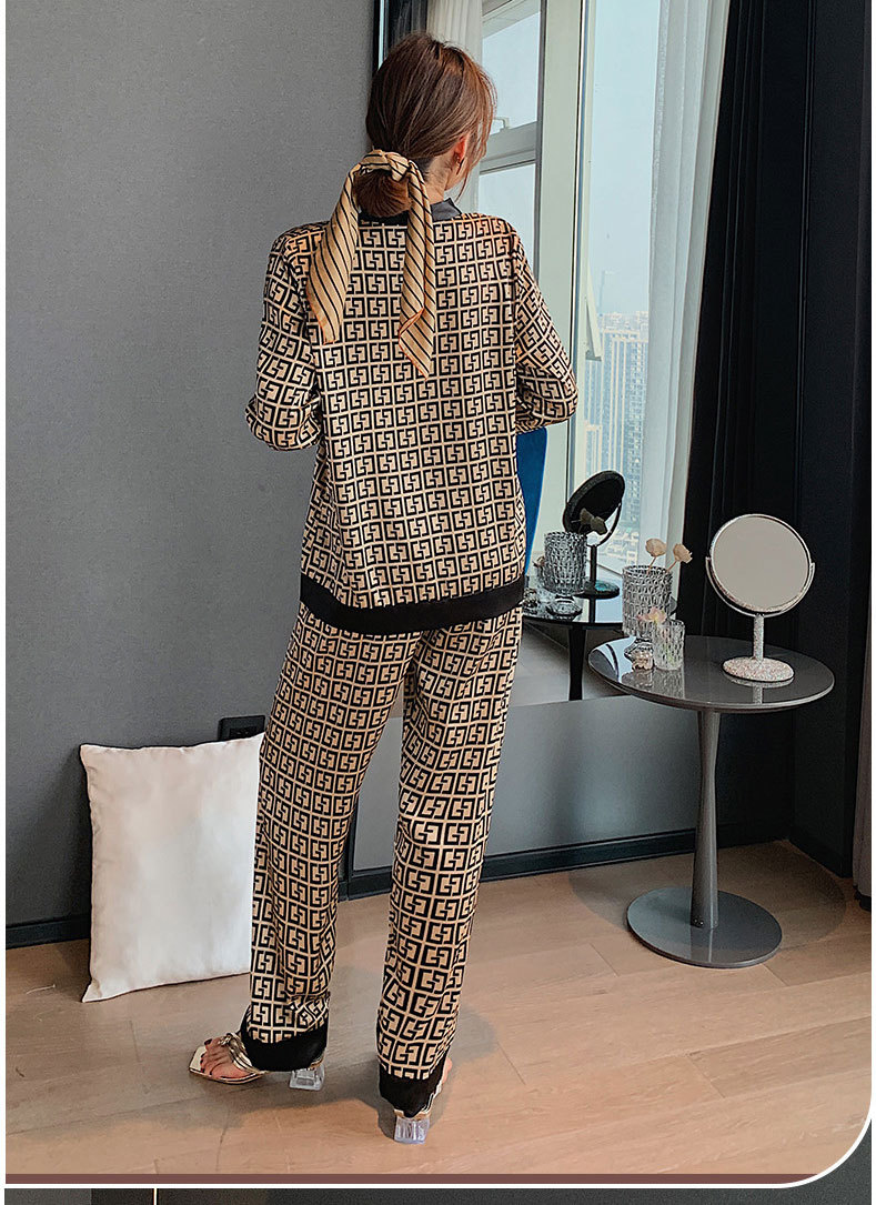 2024womens Sleepwear Pamas Sets Faux Satin Silk Pyjama Spring Summer Pijama Ladies Longsleeve Shirt Pants 2 Piece Pjs Homewear