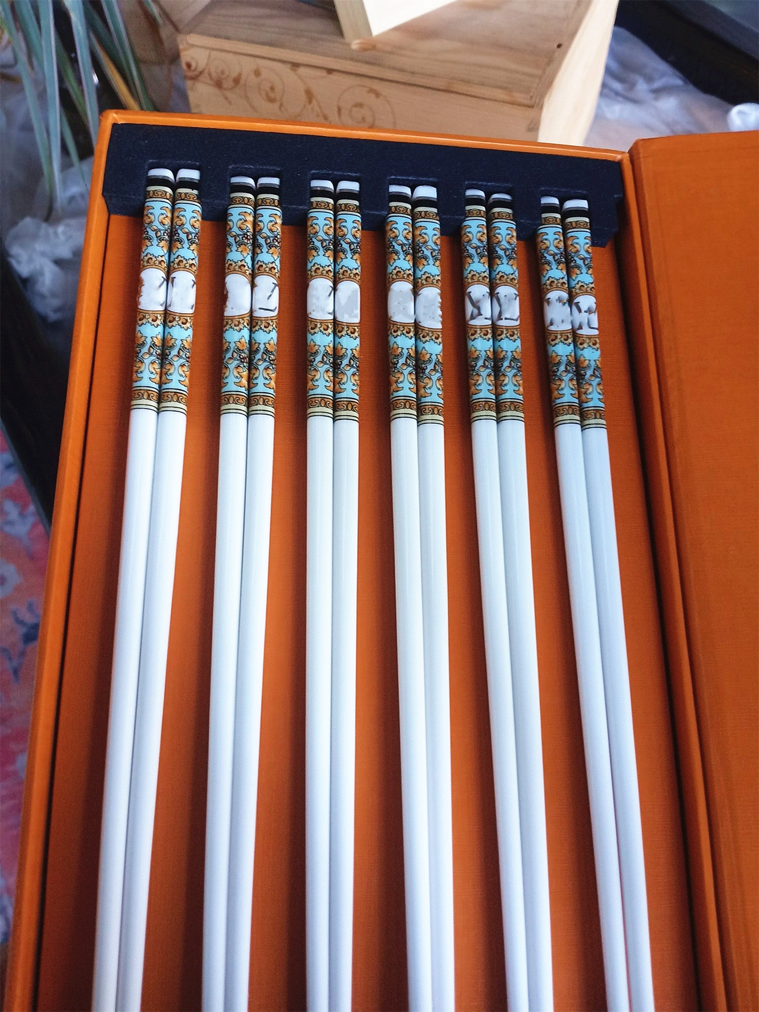 Designer Retro Chopsticks Classic Gift Chopsticks High Temperature Resistant Household Chopsticks 6 Pair Set Gift Box Packaging Hotel Chinese Tableware