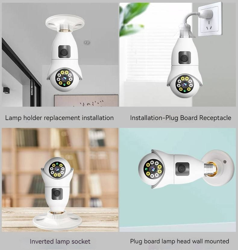 1080P Camara WIFI Camera Light E27 V380 Pro Smart Light Bulb with Camera Wireless 360 PTZ Bulb Camera Dual Lens