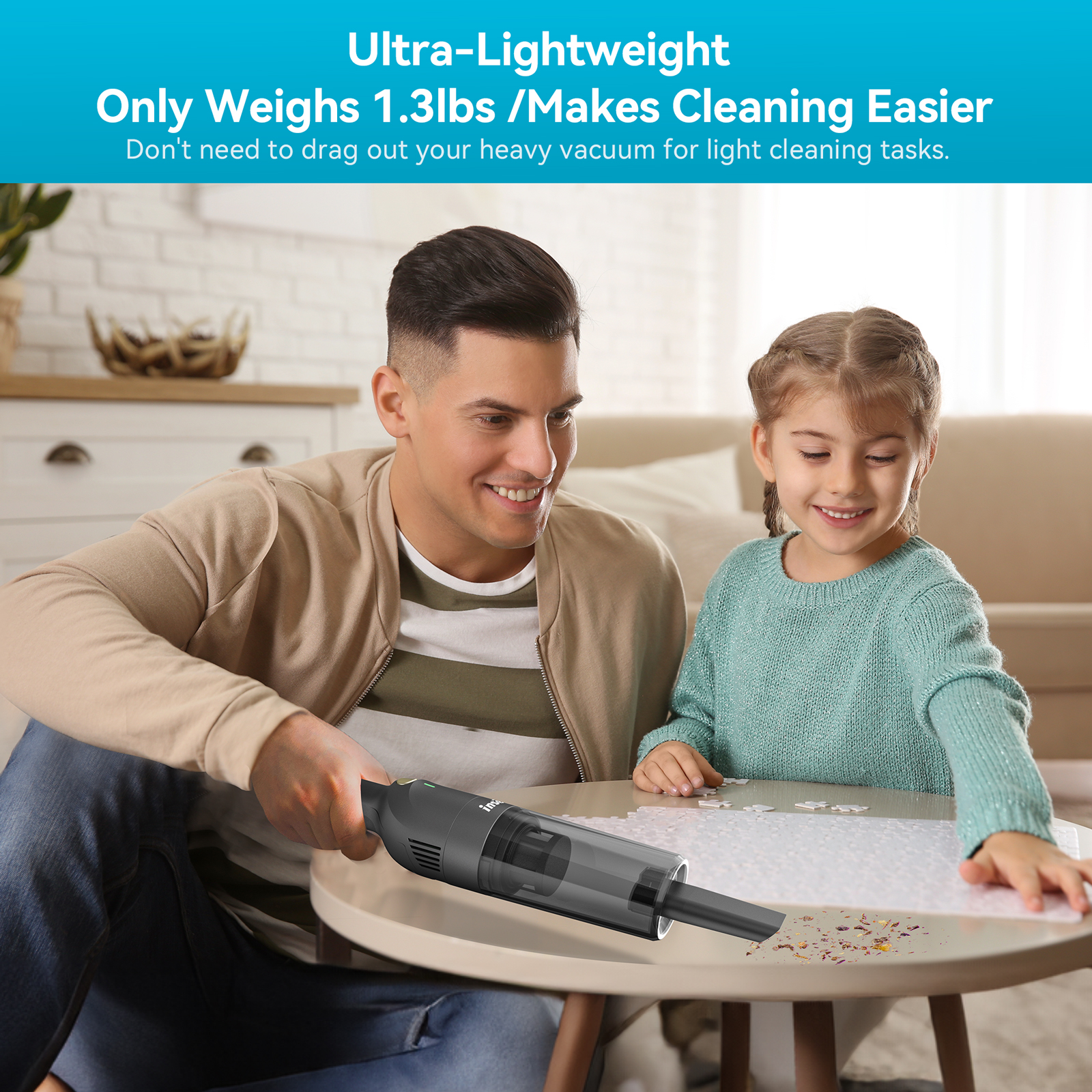 INSE H1 Handheld Vacuum Cordless, Powerful Rechargeable Car Vacuum Cleaner