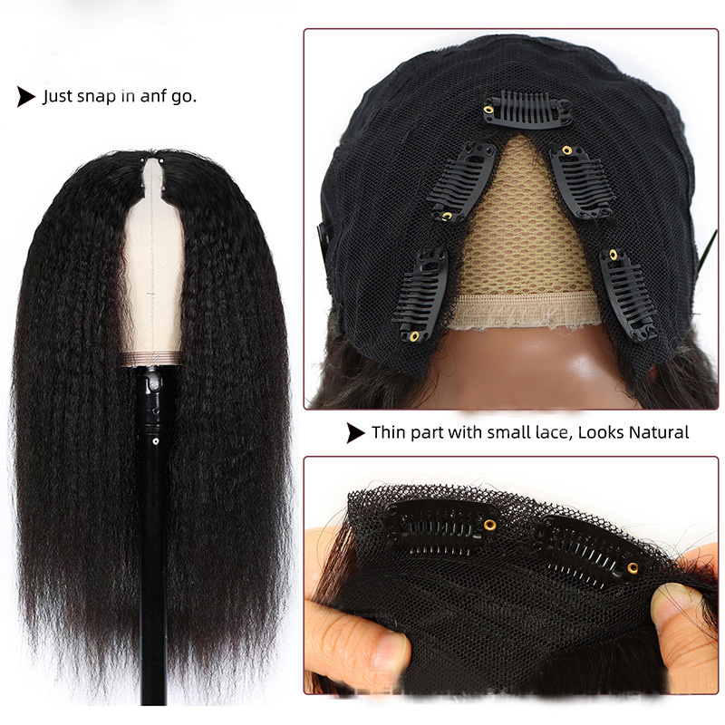 150% 180% 210% Density V Part Mechanism Lace Wig Kinky Straight Yirubeauty Natural Color 10-32inch Brazilian Peruvian 100% Human Hair