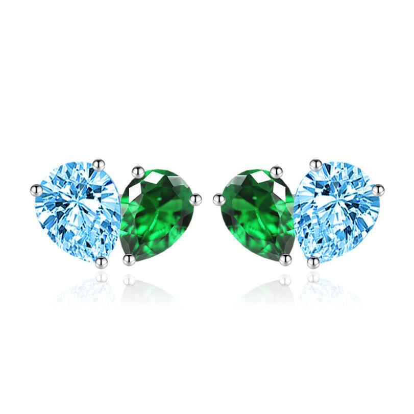 Sterg Sier Water Drop Earrings for Women: 5A Cubic Zirconia CZ Dia Gemstones Stud Jewelry Gift