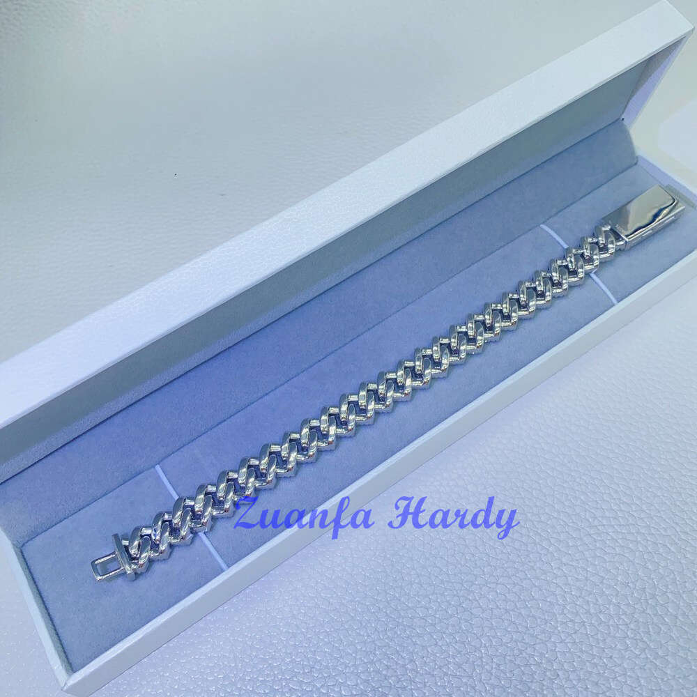 Luxury Hip Hop Cuban Bracelet Rock Men Moissanite Diamond 925 Silver 7 Inches Vvs Moissanite Cuban Chain Bracelet