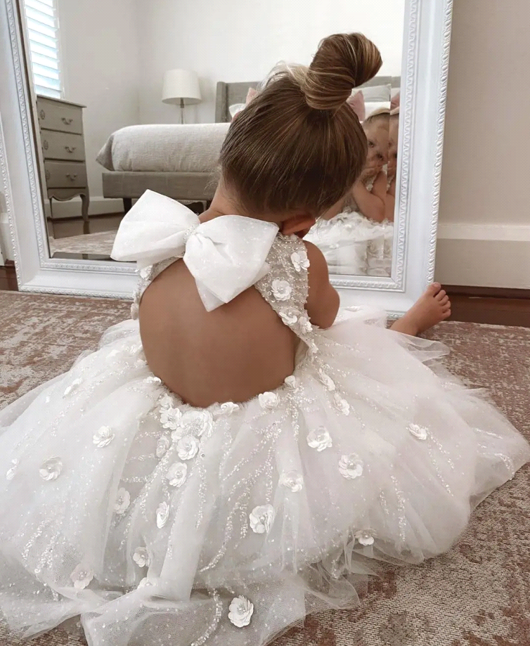 Lovely Tutu Skirt Wer Girl Dresses Princess A E Jewel Neck Keyhole Backless With Bow Hand Made Wers Girls Pageant Birthday Cumminon Gowns Bc18334 0219