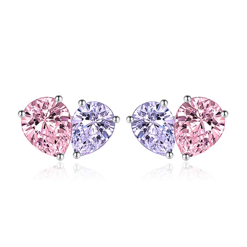 Sterg Sier Water Drop Earrings for Women: 5A Cubic Zirconia CZ Dia Gemstones Stud Jewelry Gift