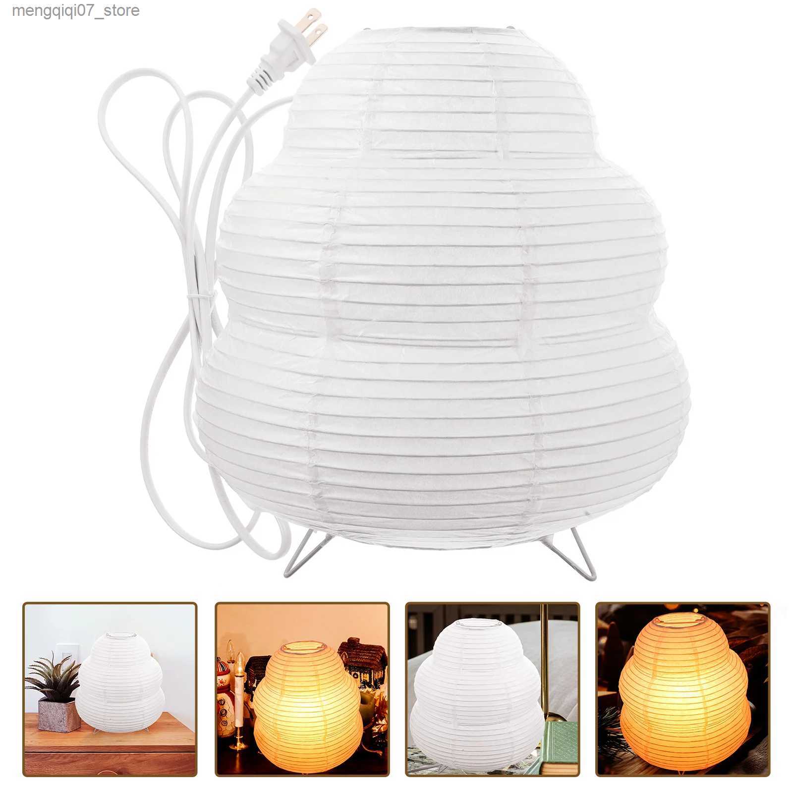 Lamps Shades Beaupretty Bedside Table Lamp White Rice Paper Lantern Desk Floor Night Light Bedroom Living Room Office Plug L240311