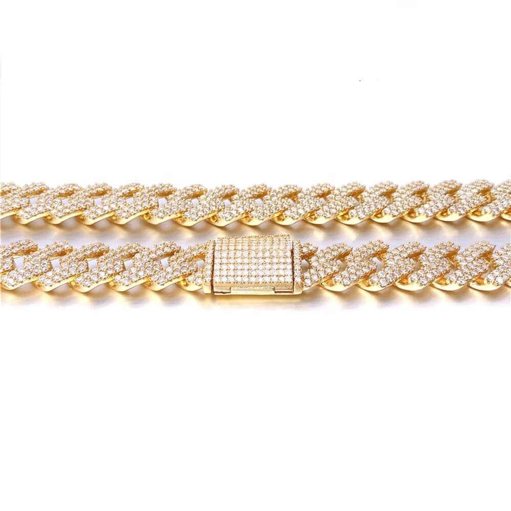 High End Luxury Jewelry Iced Out 15mm Two Row Vvs1 Moissanite Cuban Link Chain Necklace