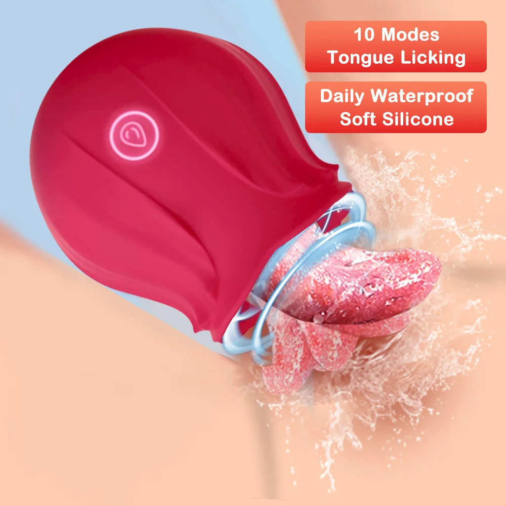 Women rose tongue licking vibrator G Spot Nipple Stimulation adult toys vibrating silicone clitoral vibrators sex toys for women 240307